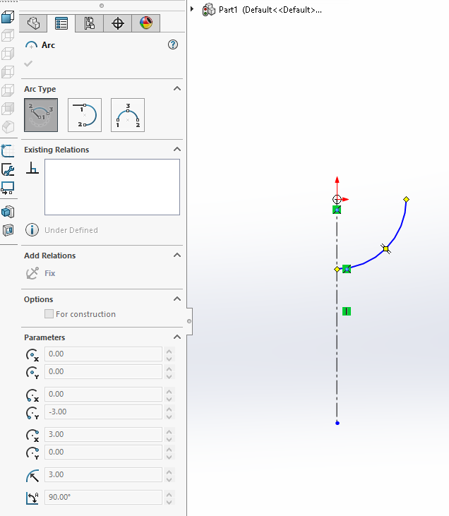 Solidworks PODT Lens Tutorial - Base Profile Arc