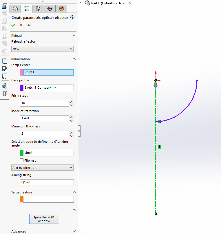 Solidworks PODT Lens Tutorial - Create PODT