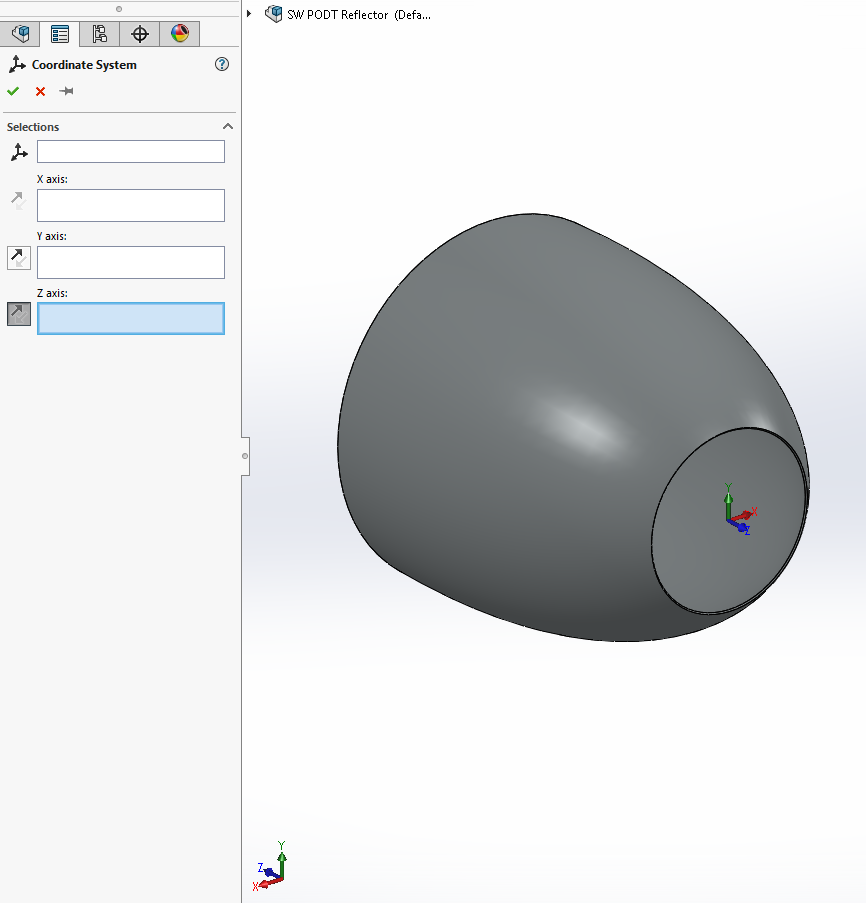 Solidworks PODT Tutorial - COB Reflector - Z Axis