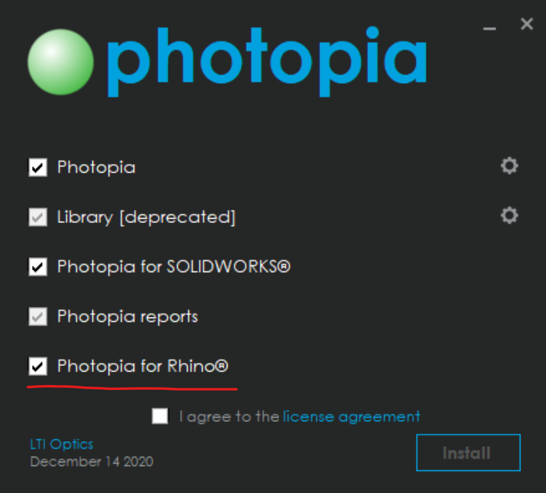 Install Photopia for Solidworks