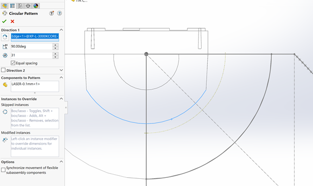 Solidworks Aiming Line Tutorial - Pattern the Lamp Model