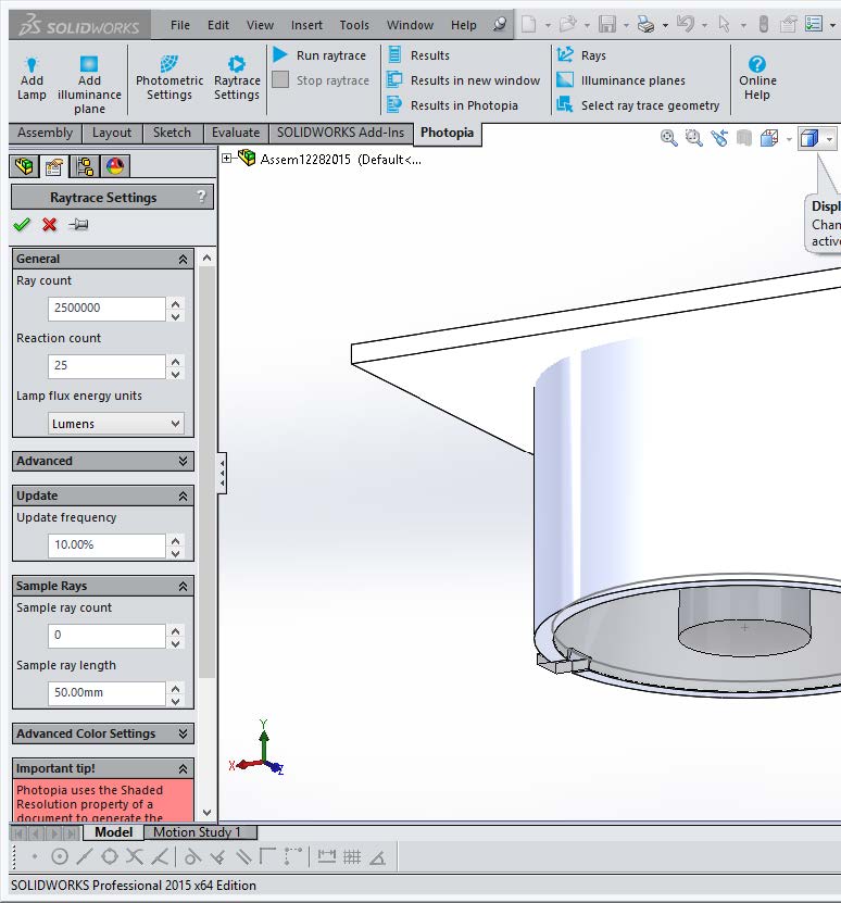 Solidworks Setup Tutorial - Raytrace Settings
